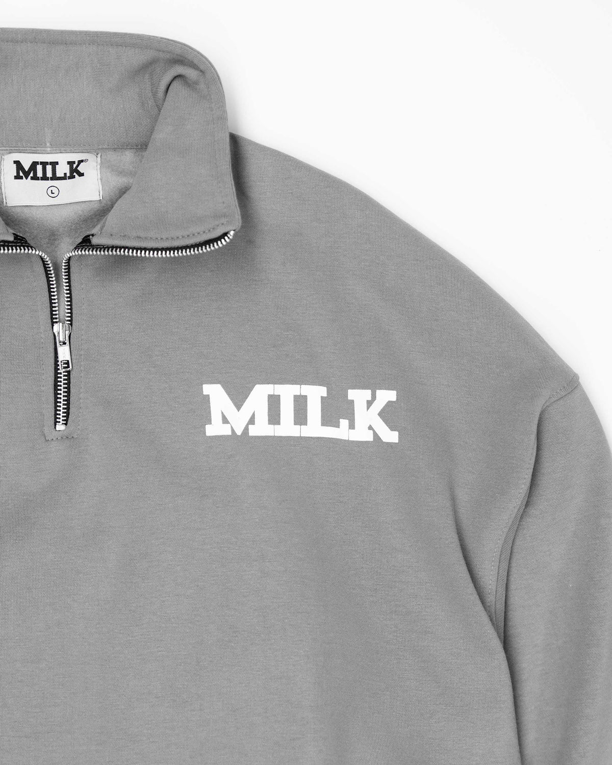 Milk Spellout 1/4 Zip - Washed Grey #Colour_Washed Grey