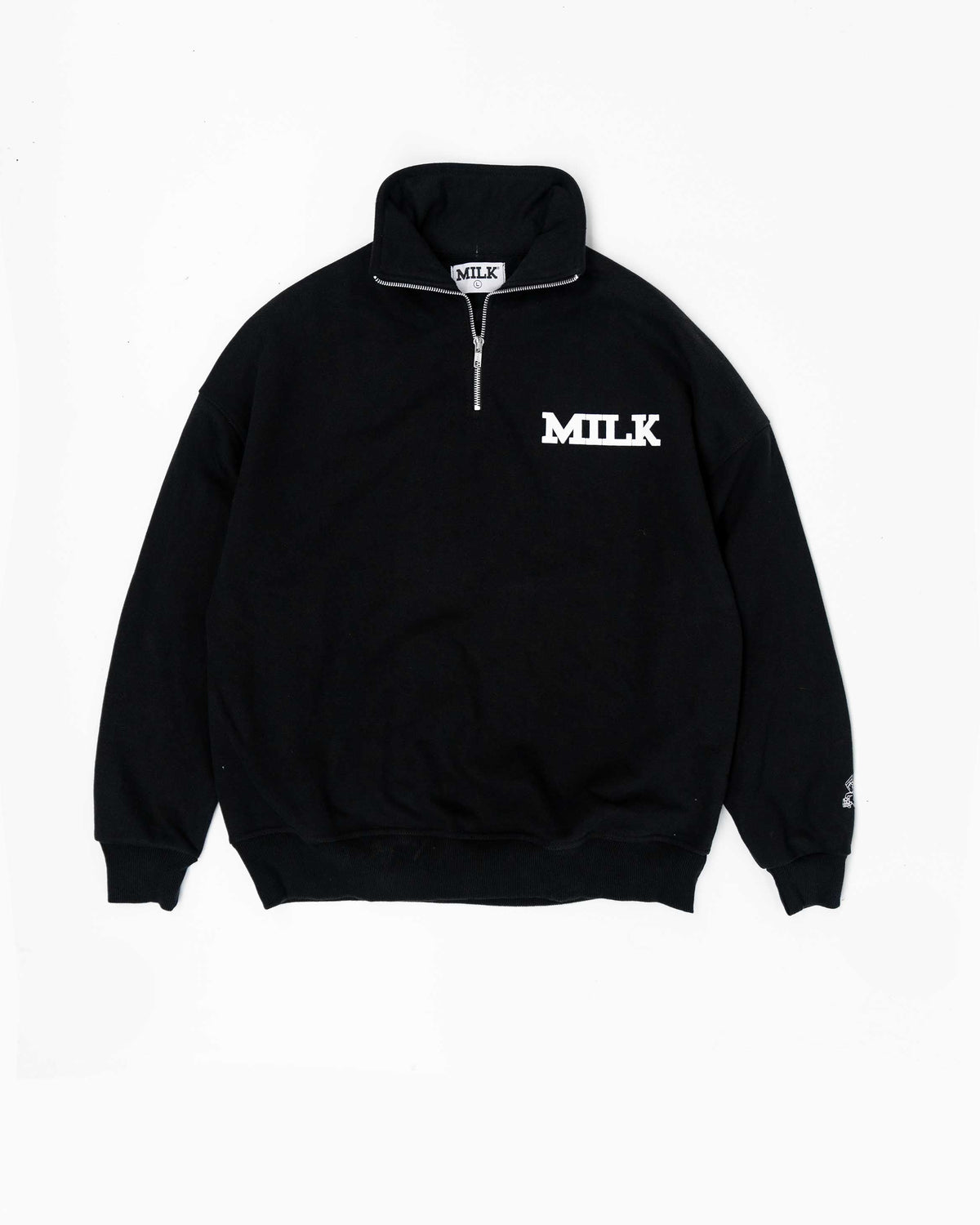 Milk Spellout 1/4 Zip - Washed Black #Colour_Washed Black