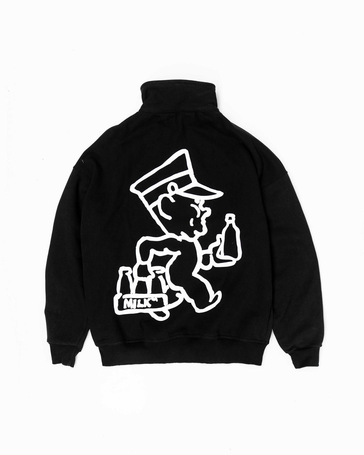 Colin Hand Drawn  1/4 Zip - Washed Black #Colour_Washed Black