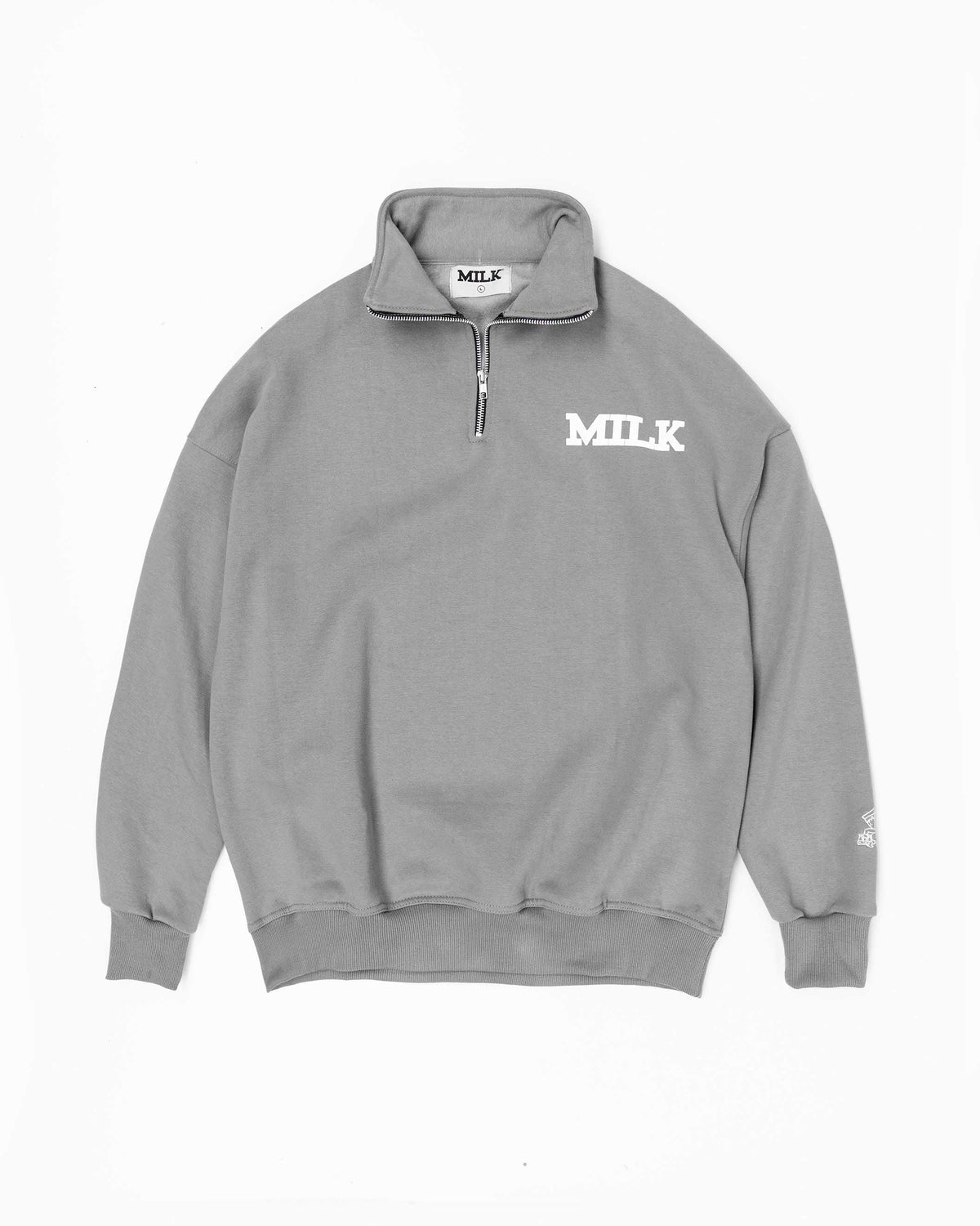 Milk Spellout 1/4 Zip - Washed Grey #Colour_Washed Grey
