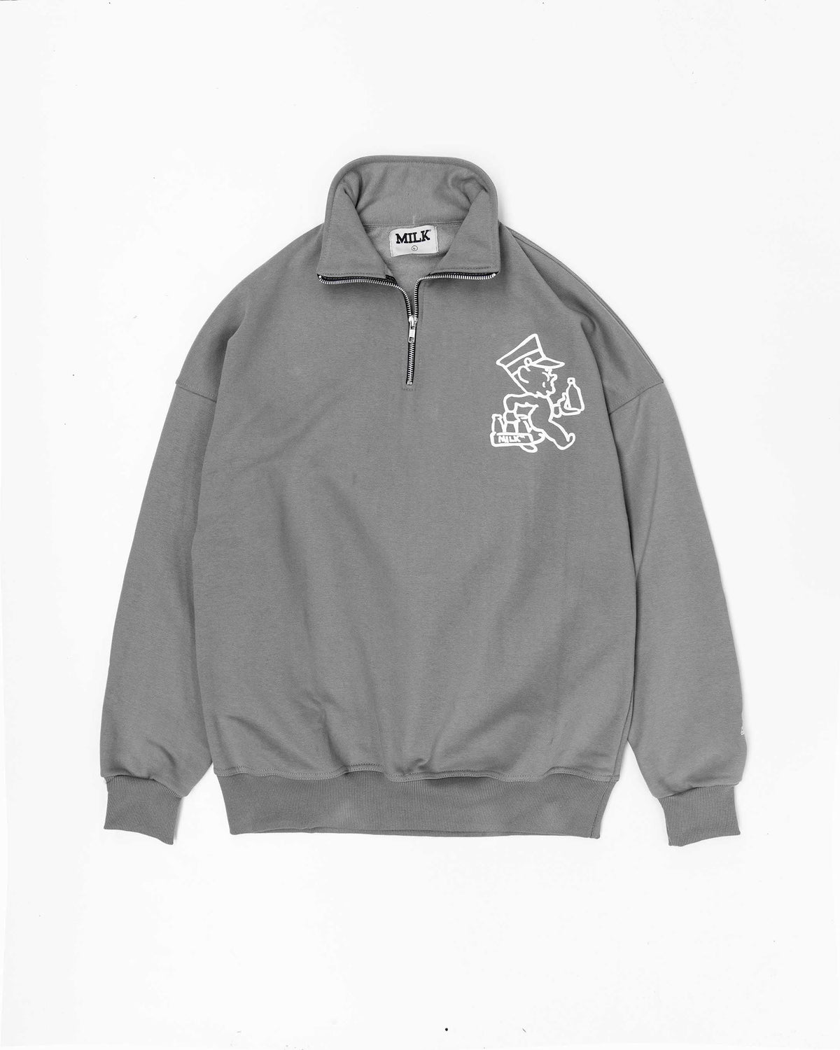 Colin Hand Drawn  1/4 Zip - Washed Grey #Colour_Washed Grey