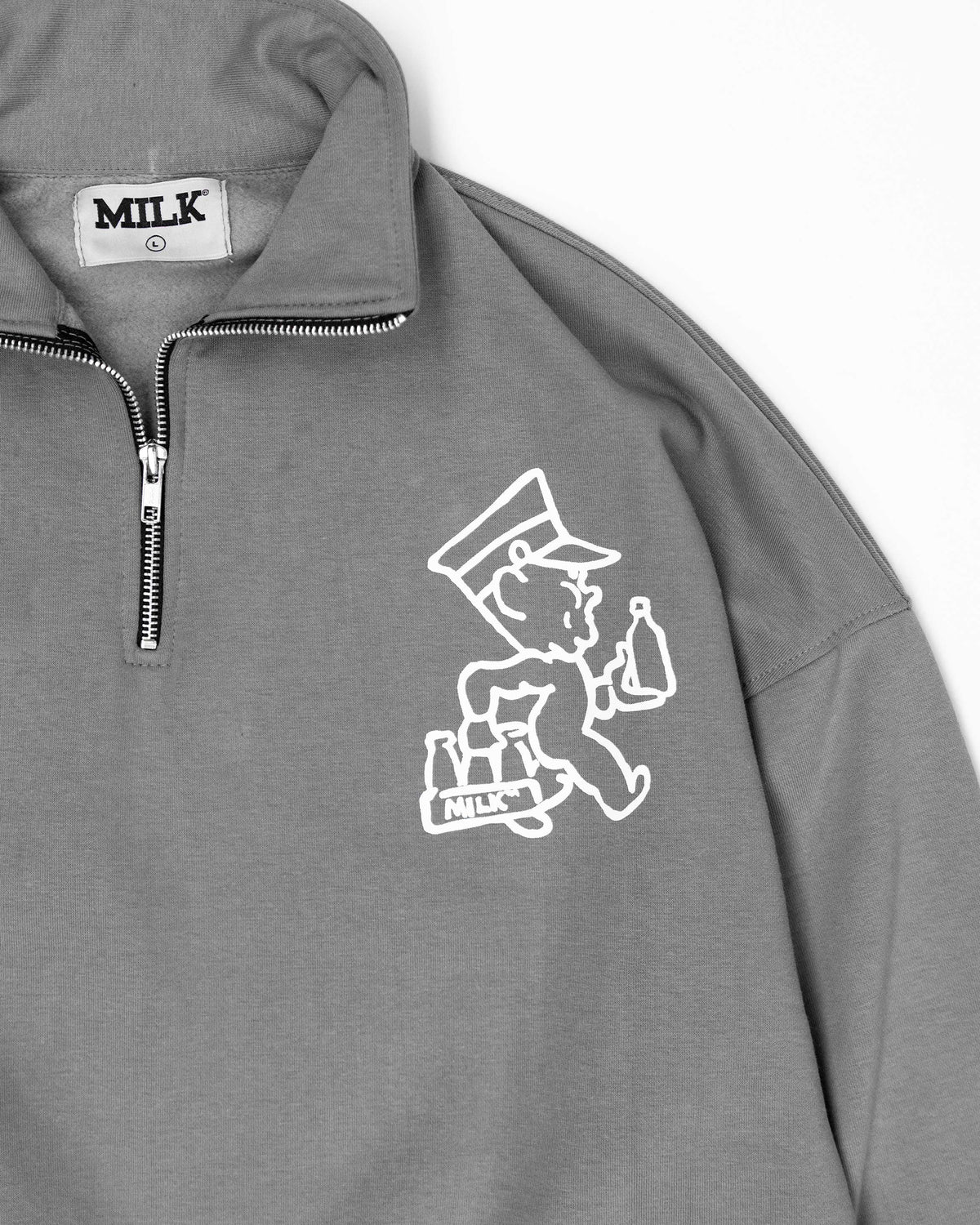 Colin Hand Drawn  1/4 Zip - Washed Grey #Colour_Washed Grey