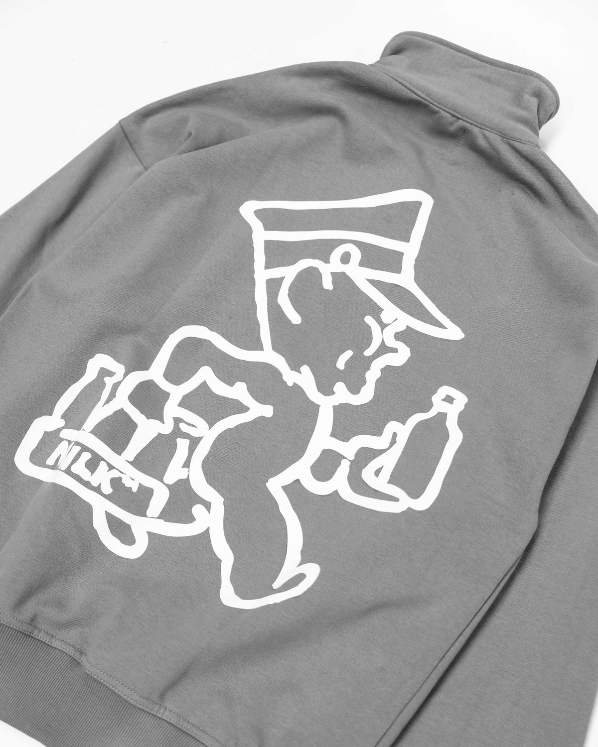 Colin Hand Drawn  1/4 Zip - Washed Grey #Colour_Washed Grey
